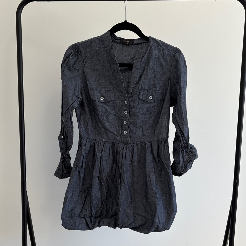 XXI Charcoal Blue Button-Down Blouse